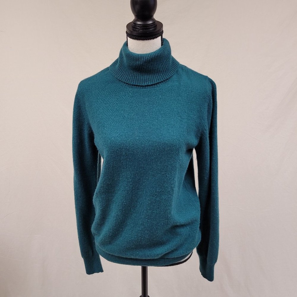 Turtleneck Long Sleeve Turquoise Sweater Large